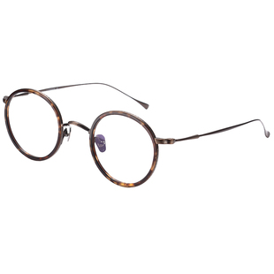 超轻复古TITAN圆形板材玳瑁色纯钛眼镜框镜架男女大脸高端万年龟