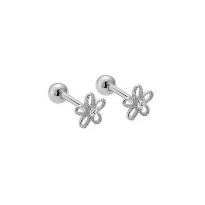 通体s925银软萌可爱花朵耳窝钉