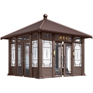 佛山工厂承接工程定制庭院长廊凉亭阳光房园林景观铝合金六角凉亭