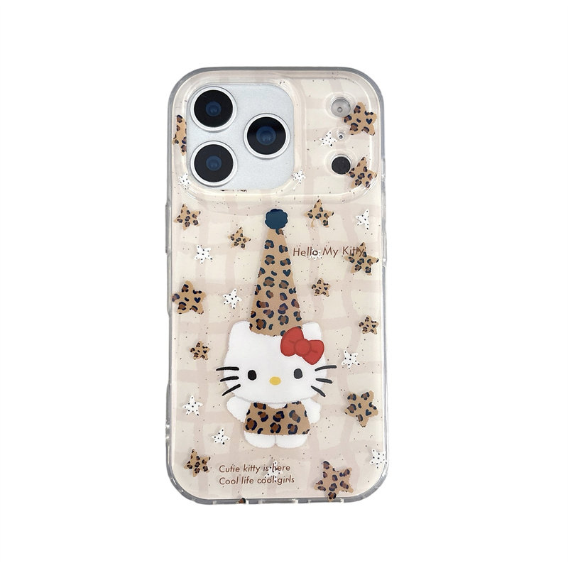 imd豹纹长帽kitty适用iPhone17promax手机壳苹果16卡通15/14新款16promax防摔钢化膜保护套女新款2可爱萌趣女