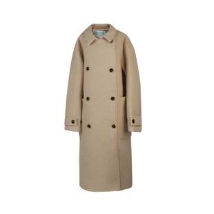 aaaaxbbb Lavender信笺 羊毛大衣韩版加厚长款双排扣翻领外套女