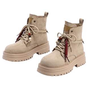 exull/依思Q2025秋冬厚底马丁靴女款大黄靴英伦风黄色短靴复古