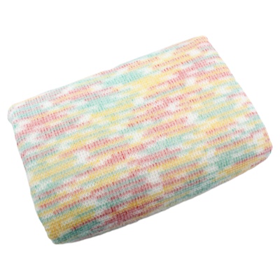 文艺七彩色粗花弹力条纹针织面料