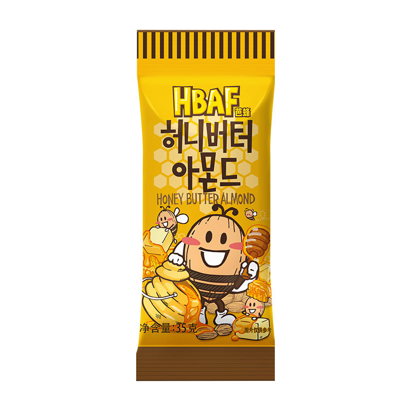 韩国进口汤姆农场hbaf芭蜂蜂蜜黄油扁桃仁坚果巴旦木零食杏仁特产