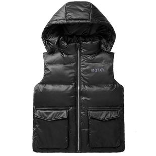 儿童羽绒马甲男女同款初中生撞色保暖外套加厚背心中大童女孩冬装