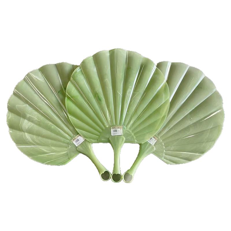 新款仿玉贝壳扇加厚耐用超凉快古风扇子蒲扇便携式高档一体手摇扇
