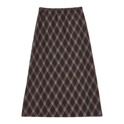 芭依璐2025冬季新款半身裙格子包臀裙加厚高腰复古时尚百搭A字裙