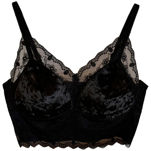 秋冬季金丝绒美背吊带一体内衣女聚拢不空杯无钢圈胸罩抹胸式文胸