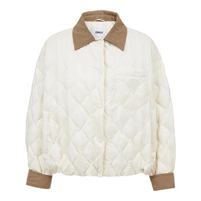 ONLY复古条绒撞色翻领羽绒服