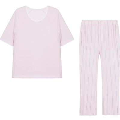 爱慕26春夏海藻睡眠衣女防螨抗菌圆领短袖长裤家居套装AM46C622