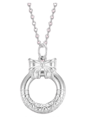 老凤祥s999银蝴蝶结项链在逃公主足银吊坠纯银首饰生日礼物送女友