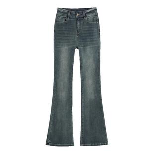 加绒微喇牛仔裤女秋冬2026年新款爆款小个子弹力高腰显瘦喇叭裤子