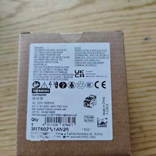 议价西门子原装正品3RT6023-1AN20 9A4kW电机控制专用接触器 量大