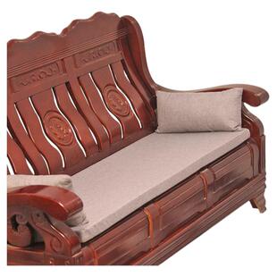 秋冬亚麻老式实木沙发坐垫长条通用红木加硬海绵座垫子罗汉床垫子