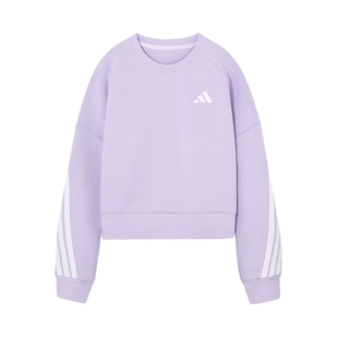 adidas阿迪达斯女童蛇年限定套头衫2025春浅紫长袖圆领卫衣KC1565
