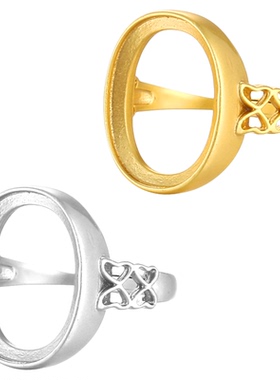 日韩椭圆形18K金戒指空托男女