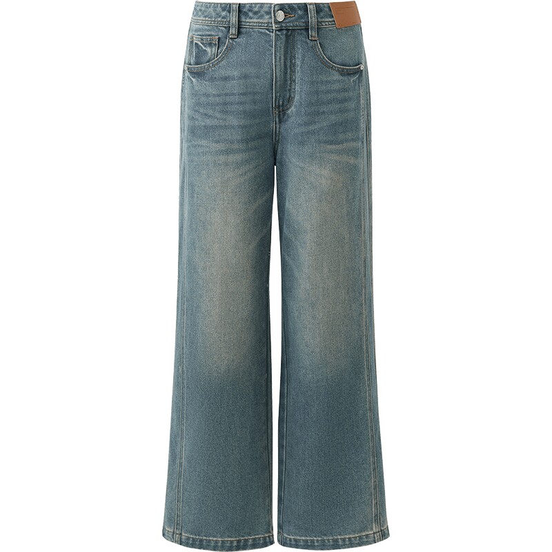播26夏新品直筒休闲裤女复古宽松高腰长裤DDT2KD5651