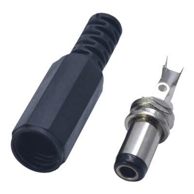 焊线式DC5.5*2.1插头 直流电源插头 5.5*2.1mm焊接头 短头9mm