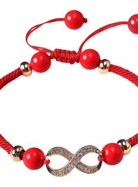 原创设计镀真金防过敏红色手绳