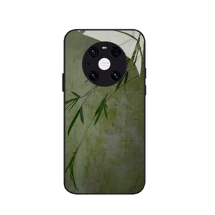 国粹竹子~新中式玻璃适用iPhone14promax新款华为mate50国朝苹果13/12荣耀90小米13红米K60OPPOA97手机壳