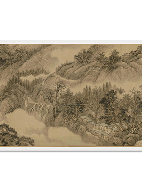 清王翚庐山白云图仿古手卷装裱