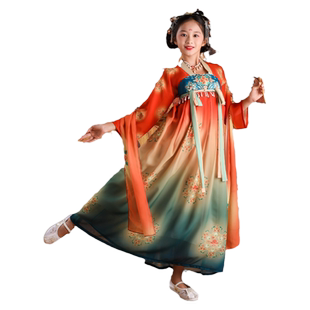 飞天汉服女童汉唐长袖汉服陶俑唐宫夜宴唐宫仕女图女童汉服大唐风