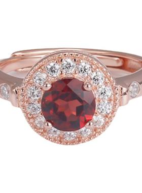 正品带证书复古高级感石榴石戒指