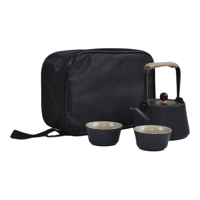 禅风黑陶茶具套装单层瓷小茶盘
