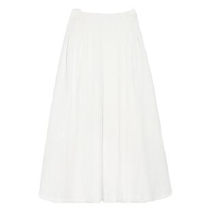 pusumede 白色肌理感高腰半身裙女夏a字大摆裙显瘦长裙气质裙子