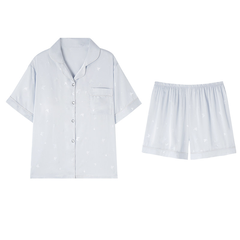 猫人冰丝睡衣女生短袖短裤家居服