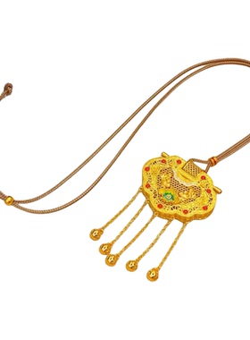 珐琅彩锦鲤荷花金玉满堂项链