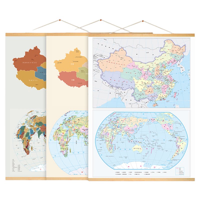 2025地图实木挂画中国世界书房地理办公室餐厅教室走廊装饰画墙画