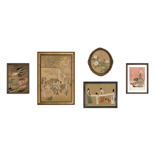 美式中古风挂画组合客厅沙发背景墙壁画仕女图装饰画法式复古油画