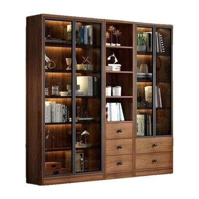 轻奢玻璃书柜客厅带门复古展示柜置物柜现代简约家用书房储物柜