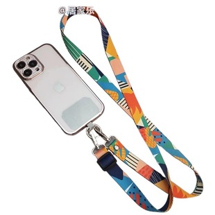 高端多彩斜挎背带手机挂绳宽版带子女款帆布挂链挂脖子不勒脖斜跨小蜜蜂包包链条挂件手机壳套绳结实充电耐用