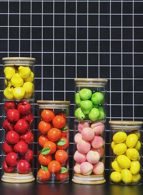 样板间厨房仿真水果模型杂粮罐摆件套装餐厅橱柜酒柜软装饰品组合