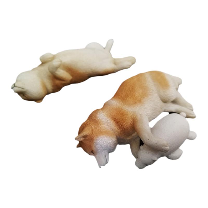 睡眠柴犬模型汽车树脂动物小饰品