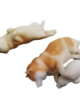 睡眠柴犬模型汽车树脂动物小饰品