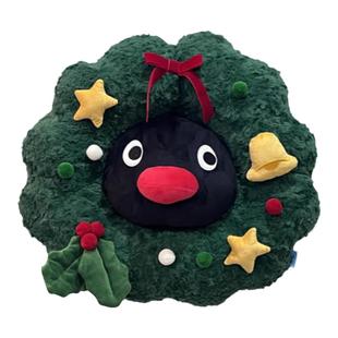 KKV爆款Pingu系列圣诞花环毛绒公仔女生抱枕氛围装饰玩偶节日礼物