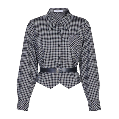 婉甸2025黑白格纹单外套通勤风衬衫款短款1241O16SX4