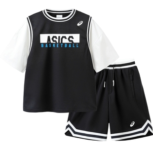 ASICS/亚瑟士童装舒适夏新款男女童吸湿速干短袖T恤短裤篮球套装