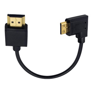 弯头迷你miniHDMI转标准hdmi高清传输线电脑笔记本视频线15厘米4K