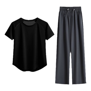 运动套装女2026新款短袖瑜伽服上衣春秋小个子跑步健身训练服长裤