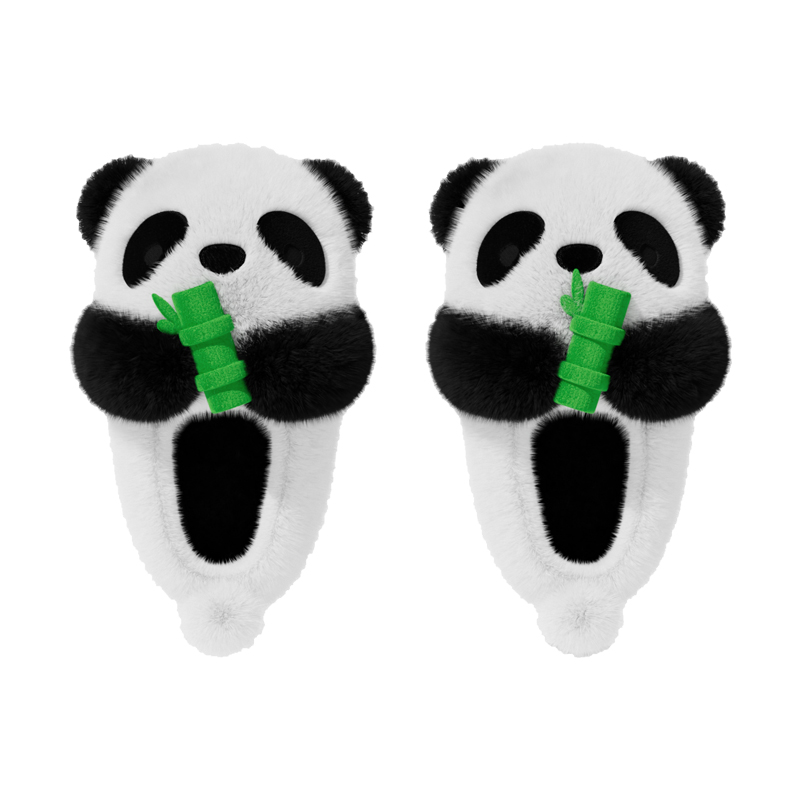 chikoku熊有成竹包跟棉拖鞋女可爱居家情侣室内保暖毛绒熊猫棉鞋