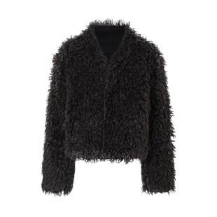 [GINGER]ARTIFICIAL WORLD羊毛卷双面穿皮毛一体环保皮草外套女