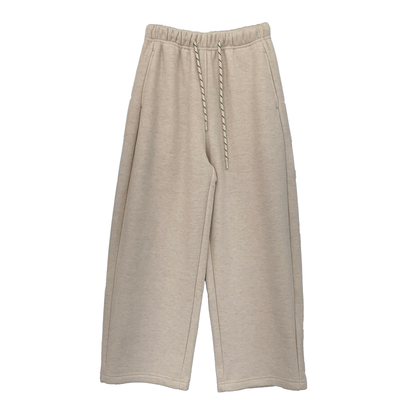 醋酸羊毛抽绳毛呢裤秋冬加厚加绒宽松直筒阔腿显瘦休闲裤女小个子