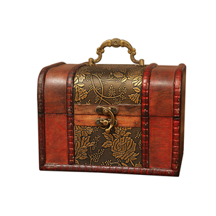 复古小箱子带锁密码盒子桌面木质首饰收纳盒整理储物百宝箱道具箱