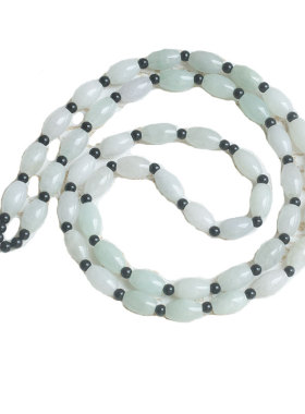 玉珠项链挂绳 手工编织男女款米珠桶珠玉佩挂件吊坠绳天然翡翠A货