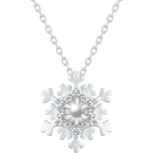 SIMPLEJOYS冰雪奇缘银色雪花s925纯银项链女珍珠锁骨链新年礼物