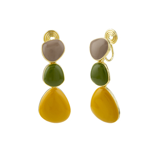 小清新时尚撞色不规则几何长款耳钉高级感复古港风无洞蚊香盘耳夹